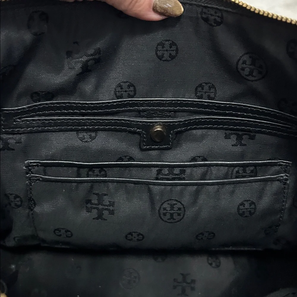 Tory Burch Fleming Black Leather Quilted Tote Bag